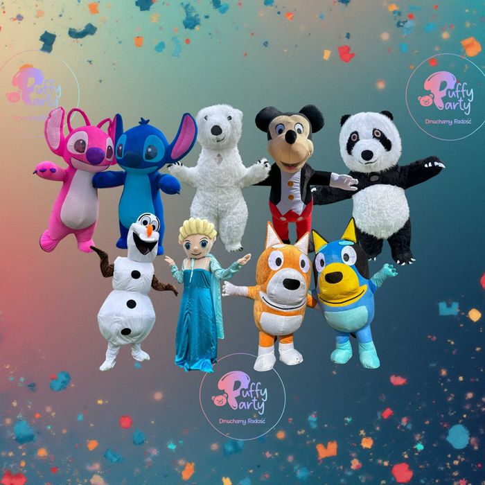 Żywa maskotka STITCH ANGEL BLUEY BINGO - urodziny piknik przedszkole