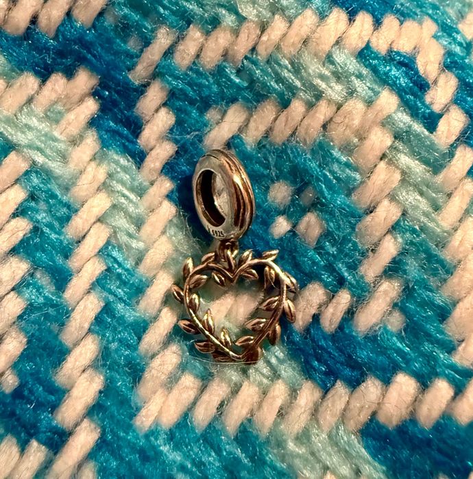 charms srebro 925 wianek liść serce wisiorek love liście laur wygrana