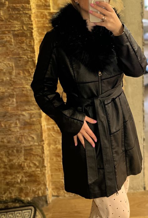 Зимове  пальто шкіряне