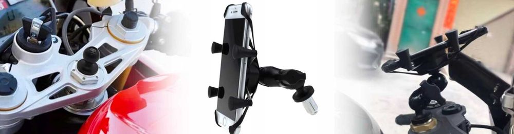 Uchwyt telefonu z USB w GŁÓWKĘ RAMY motocyklowy Leoshi MORETTI lub pod lusterko