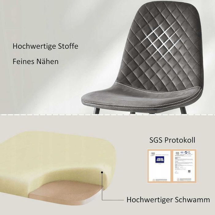 Krzesła do jadalni JYMTOM,welurowe,4szt, szare,loft skandynawski #5799