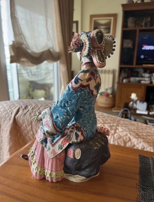 Estatueta de coleção oriental - Wucai porcelain Ceramic Pottery Belle Women Lady Girl Flower Lotus Statue