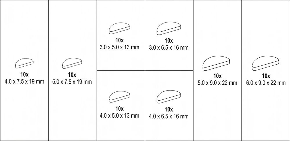 Kliny Półokrągłe Czółenkowe Mix 80Cz.yt-06790 Yato