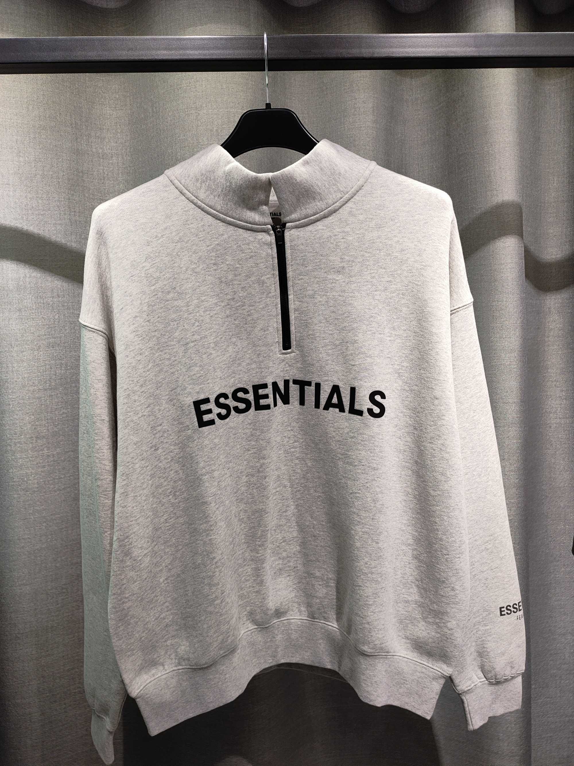 Fear of god essentials front logo half zip sweat sale
