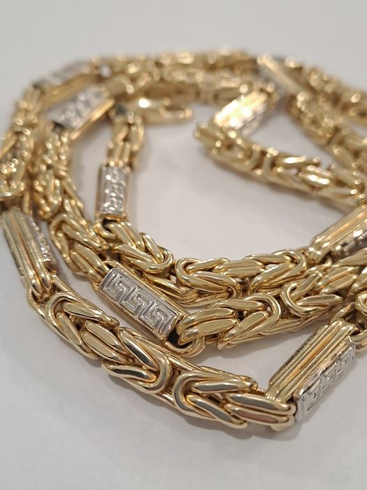 Złoty łańcuszek splot Królewski Grek Pr.585 Nowy 60 cm Dmuchany