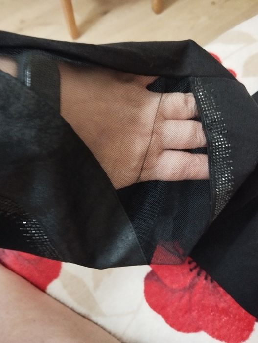 Czarne spodnie, leginsy ze wstawkami z EkoSkóry