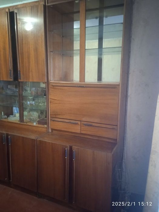 Шафи різні (із скляними та дерев'яними дверцятами). Швейна машинка.