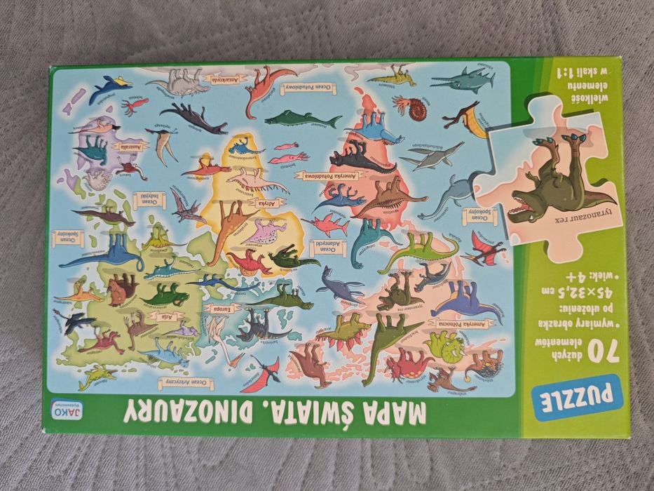 Mapa świata Dinozaury Jako