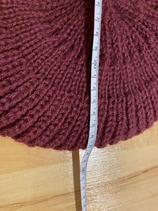 Moherowy beret ocieplany bordowy ciepły zima Vintage