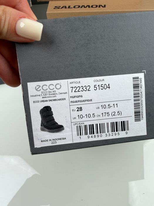 Кожаные зимние сапожки на липучках Ecco Blue Urban 27/28/29/30р