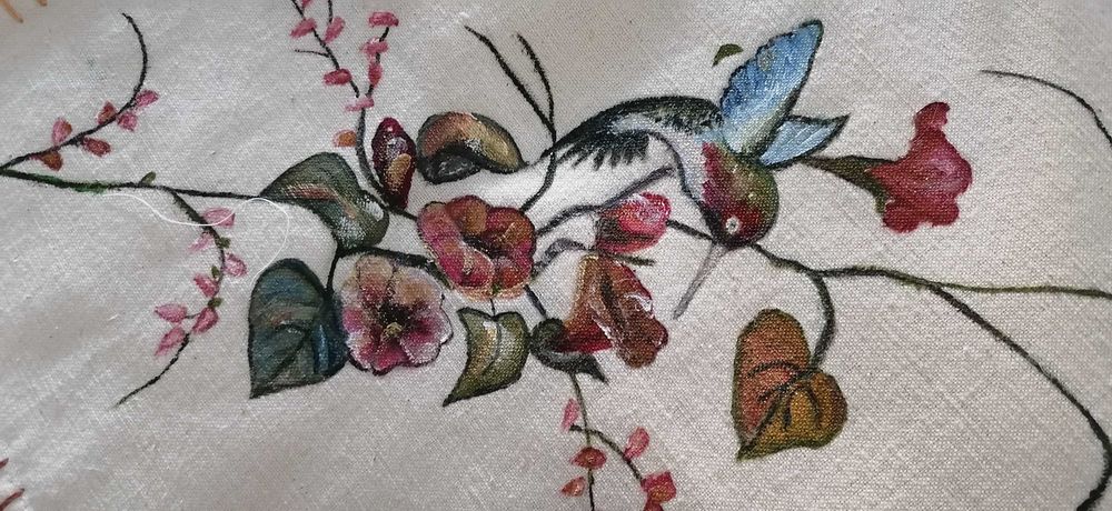 Toalha de mesa pintada à mao