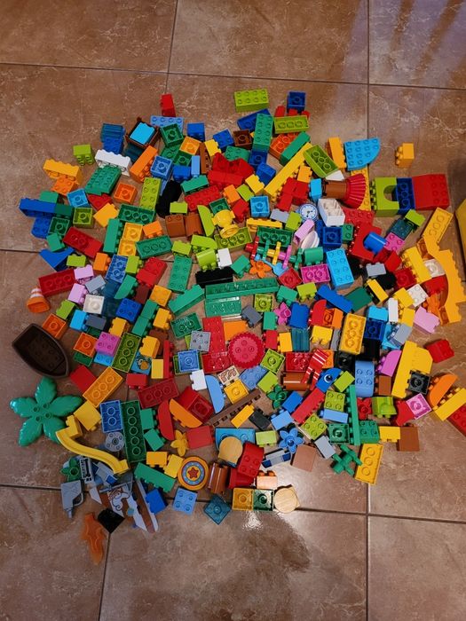 Duży zestaw Lego Duplo podkładka pociąg farma ciągnik straż karetka