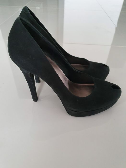 Jessica Simpson szpilki open toy 37 czarne zamsz