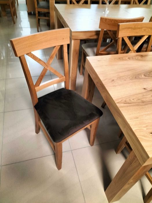 (789) Okazja! Stół dębowy rozkładany + 6 krzeseł, wyprzedaż 2499 zł