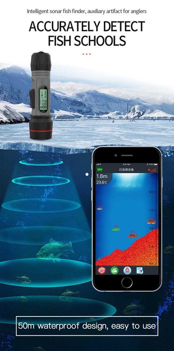 Bezprzewodowy wykrywacz ryb echosonda głębokość 90M Sonar Erchang F12B