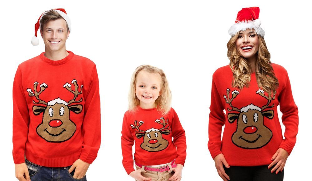 Sweter Świąteczny Renifer Czerwony, rozmiar 3XL