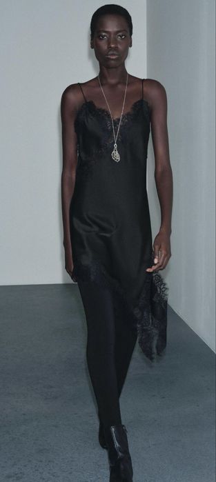 Нова чорна сукня комбінація Zara S