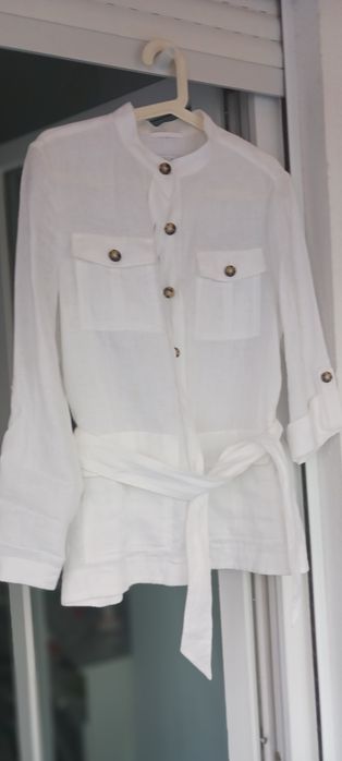 Blusa branca,linho, tam.36-38 14€