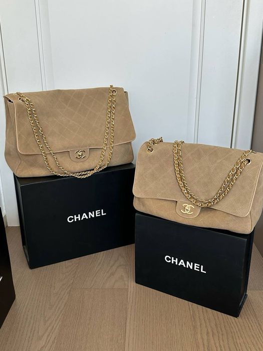 Замшевая люксова сумка  Шанель 26S Chanel, Chanel Maxi Flap Bag flap bag, Матьє Блазі, розмір 39*26 см та розмір 32*19 см