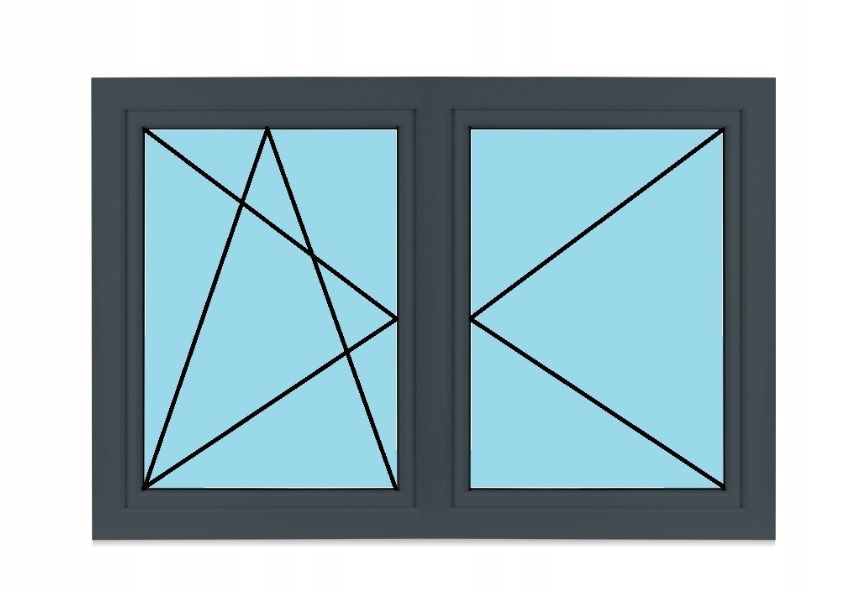 Okno PCV 2065 x 1135 70mm 6-komorowe 2-szybowe 1x antracyt 210x120