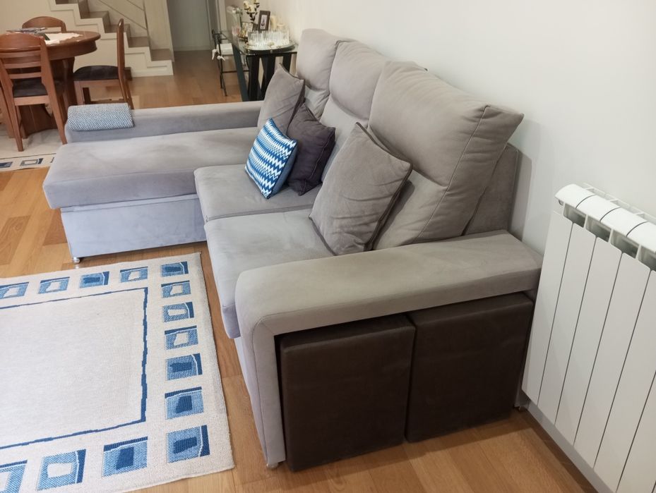 Sofá de 3 lugares com chaise long