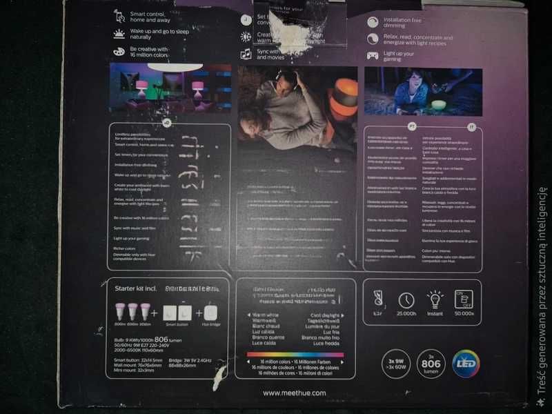 Philips Hue White and Color Ambiance e27 zestaw KIT Hue bridge