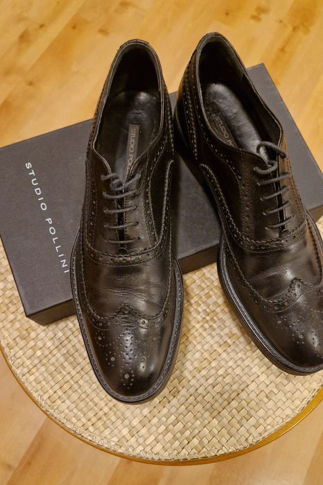 Damskie półbuty marki Studio Pollini buty czarne naturalna skóra