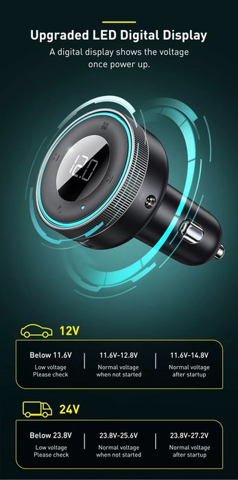 Трансмиттер BASEUS Enjoy Car FM AUX модулятор зарядка Xiaomi Roidmi 3S