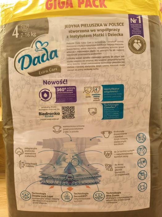 Dada extra care 4 giga paka 164 pampersy