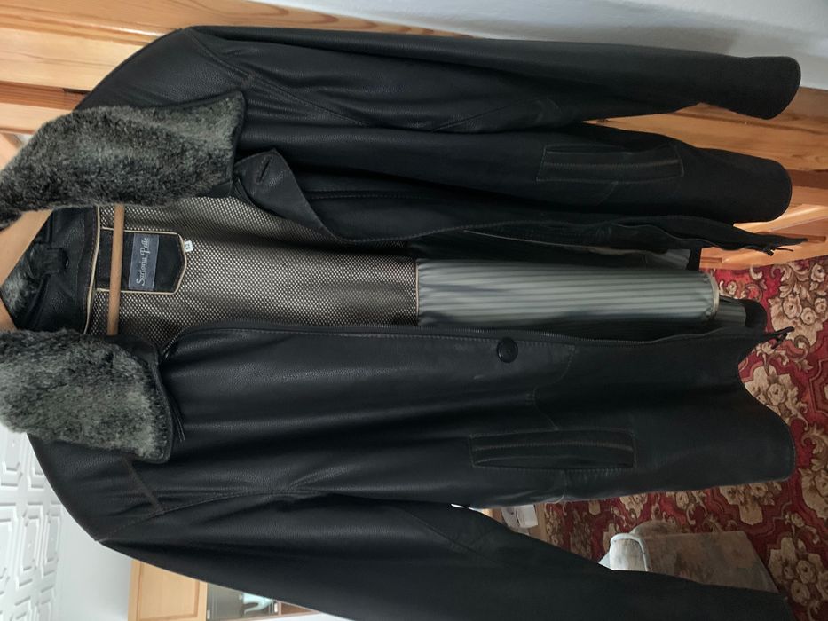 Kurtka skórzana z kołnierzem