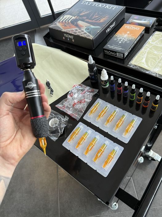 Kit Tatuagem Completo Pen SEM FIOS  c/ Pele Treino