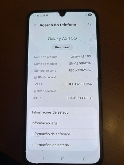 Samsung Galaxy A34 5G 128 GB Dual SIM — Funcional