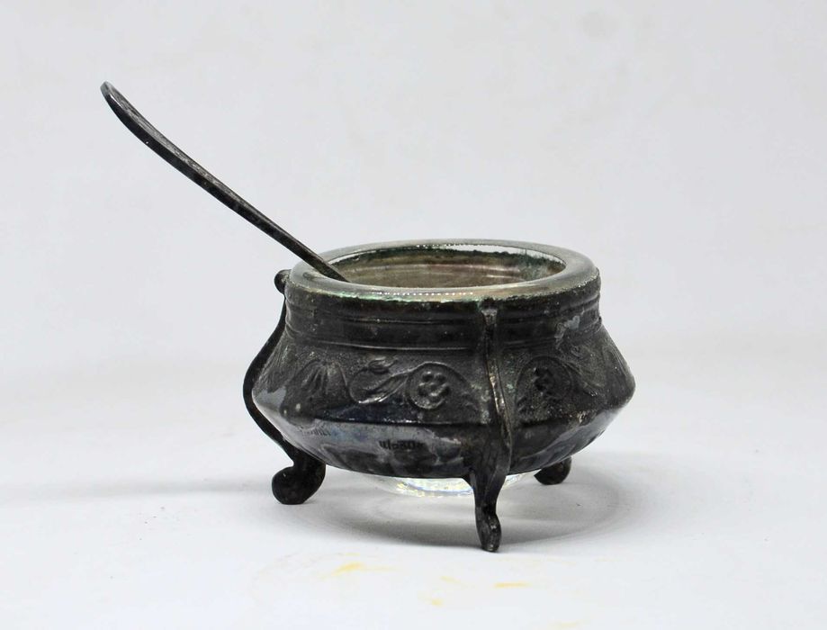 Radziecka Cukiernica Solniczka Łyżeczka Platerowane Srebro Lata 50 PRL