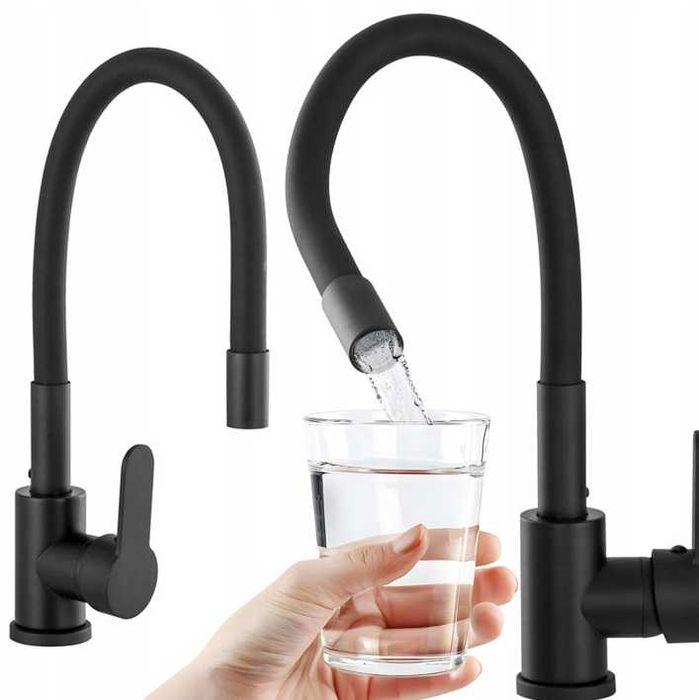 Nowa BATERIA KUCHENNA Czarna Elastyczna Kran Czarny Wylewka (-20%)