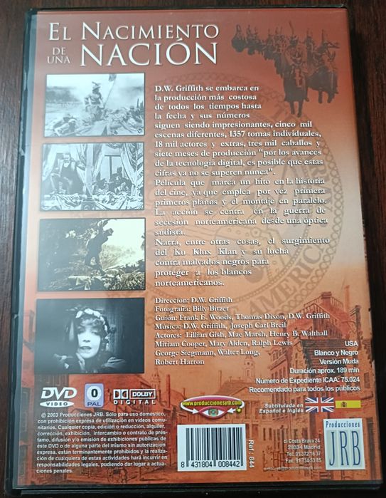 DVD "O Nascimento de Uma Nacao" de D.W.Griffith