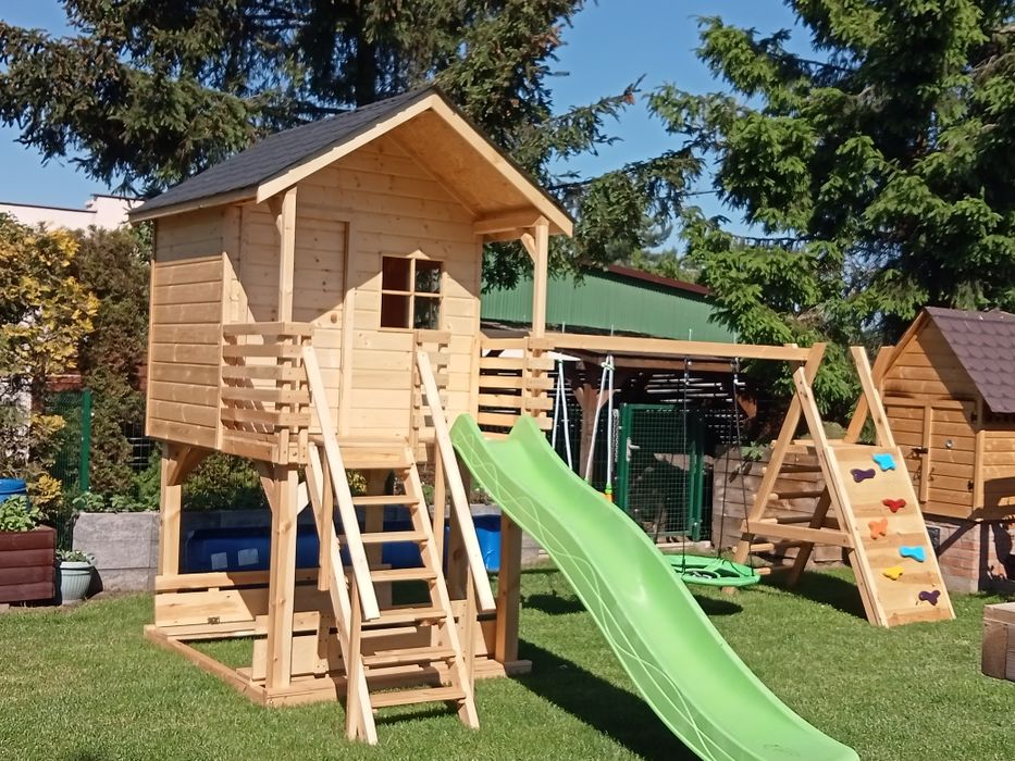 Plac zabaw drewniany domek dla dzieci „przygotowany do pomalowania”