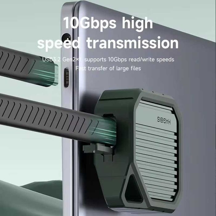 Внешний адаптер HAGIBIS M.2 NVMe 2230 PCIe SSD to USB 3.2 Green карман