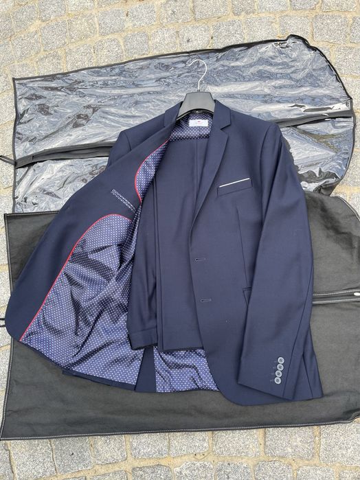 Garnitur granatowy na wzrost ok. 194 cm, stan idealny