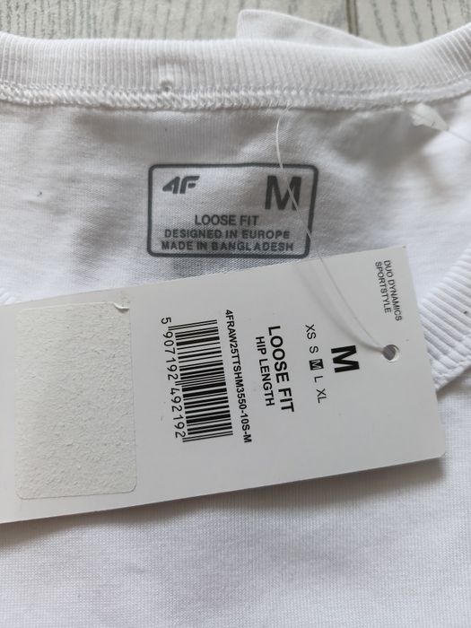 Koszulka męska 4F biała M z mega logo oversize 192