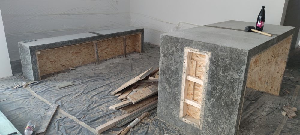 Бетонная мебель,железные кухни