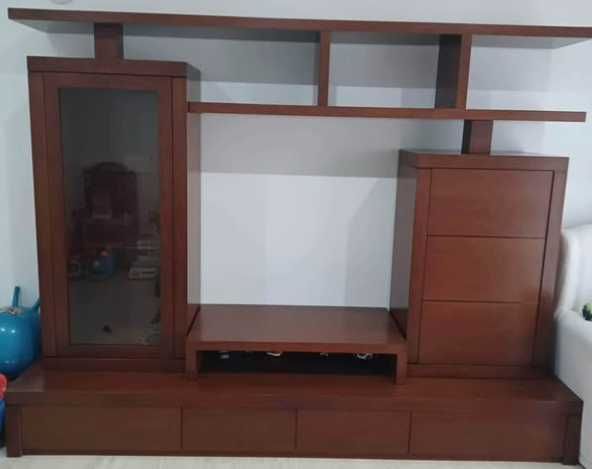 Móvel Sala Com espaço P\TV, 4 gavetas, 2 laterais (1 vidro) +estante