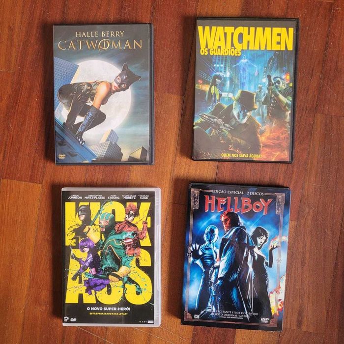 Lote DVDs Super-Heróis / Watchmen / Hellboy / Kick-Ass (4 DVDs)