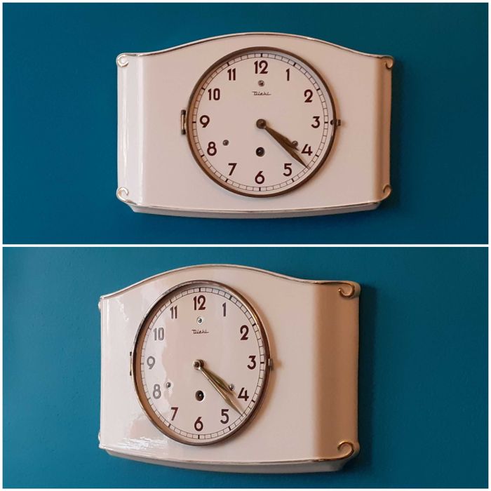 Zegar stary porcelanowy Diehl ścienny
