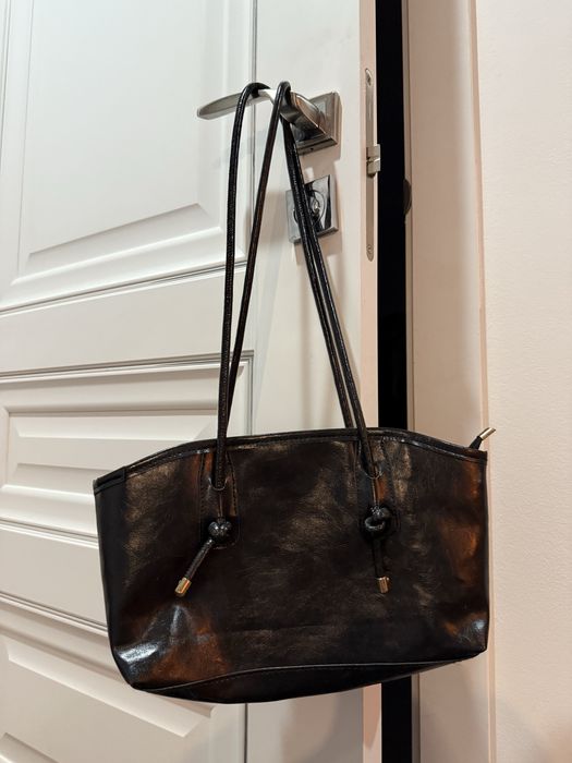 Чорна стильна сумка, еко шкіра