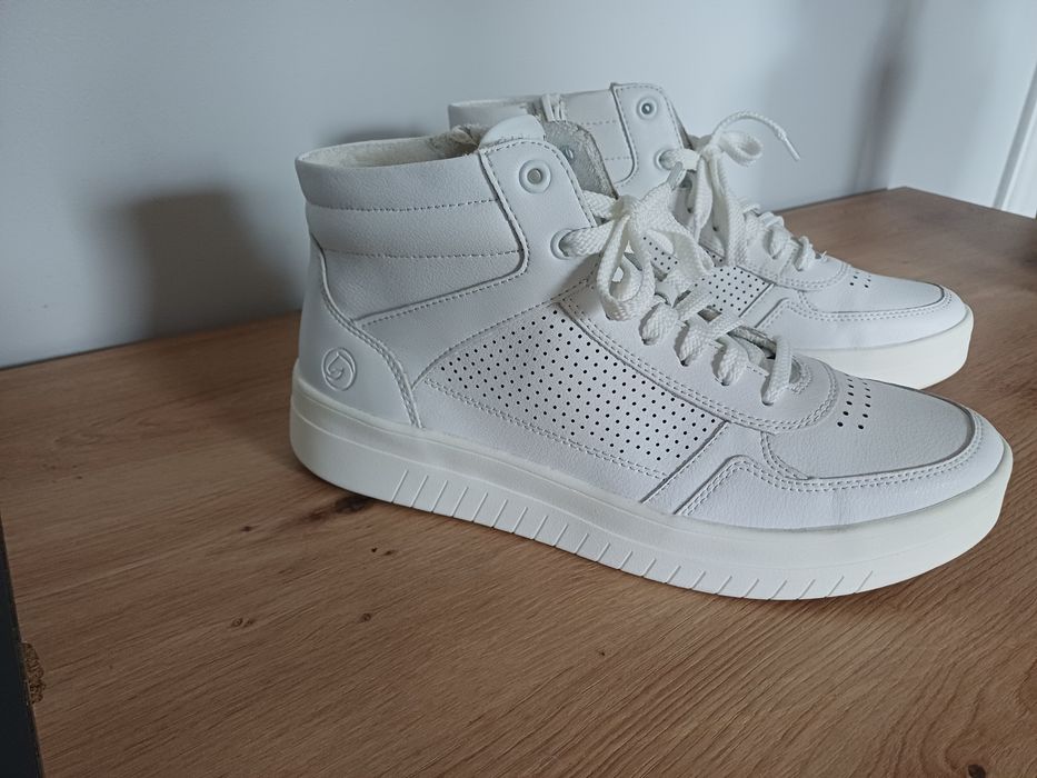 Remonte sneakersy damskie skórzane 40 / 39,5 – białe – 25,5 cm – High Top - jak nowe