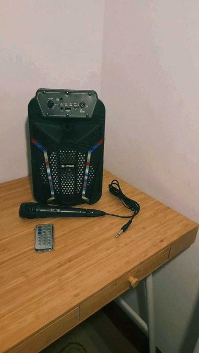 Caixa de som KIMISO QS-2602 alto falante com microfone e controle