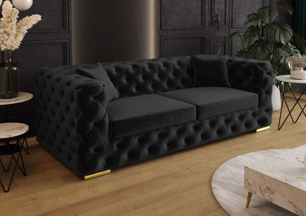 Sofa Chesterfield Rozkładana Funkcja Spania Elegancka VeroLux
