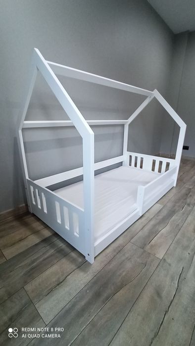 160x80 Łóżko dziecięce domek białe - OD RĘKI