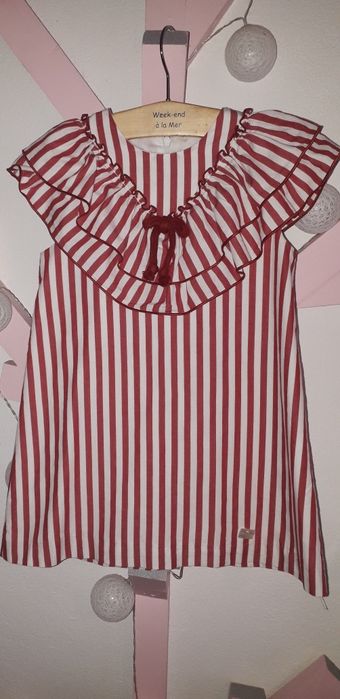 Vestido Menina branco/vermelho