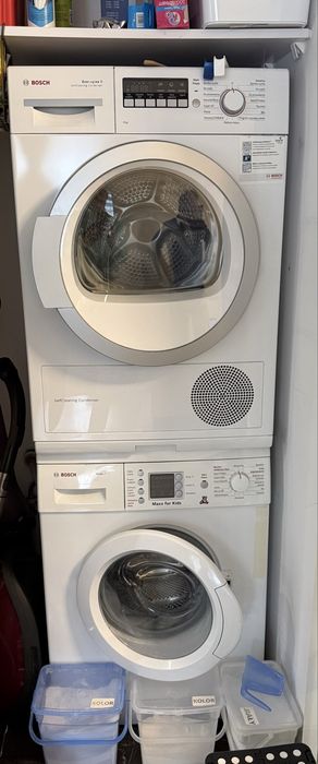 Zestaw pralka + suszarka BOSCH z łącznikiem i półką